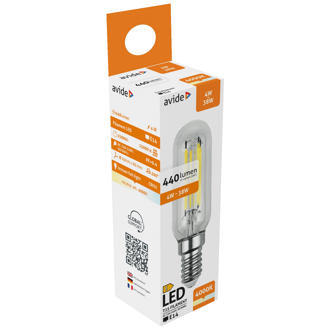 Žarulja LED AVIDE T25 4W E14 4000K bijela svjetlost-3