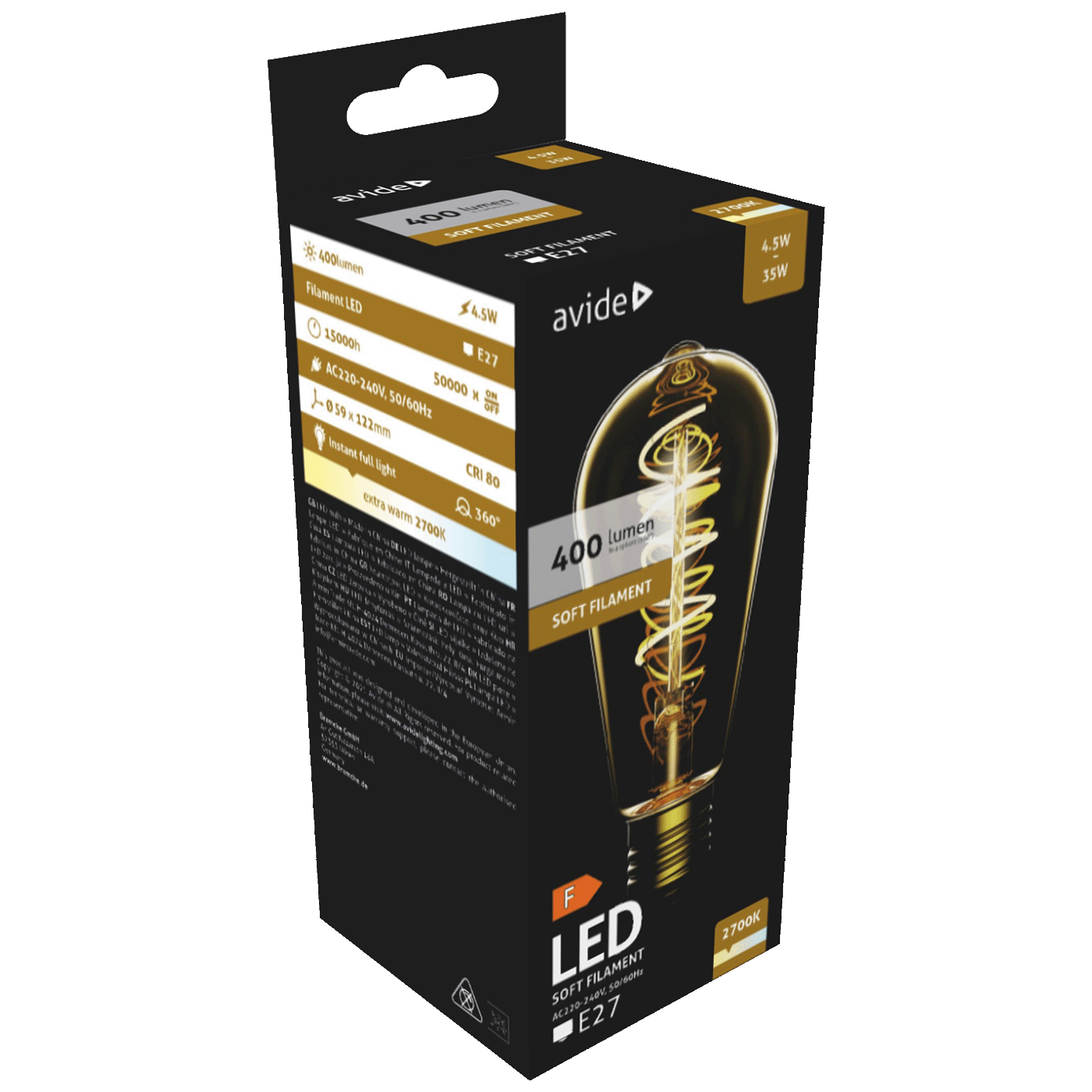 Žarulja LED AVIDE Soft Filament ST58 4.5W E27 2700K-3