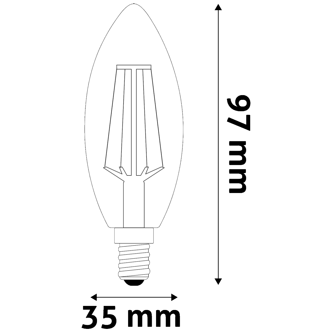 Žarulja LED AVIDE White Filament Candle 4.5W E14 (4000K, bijela svjetlost)-2