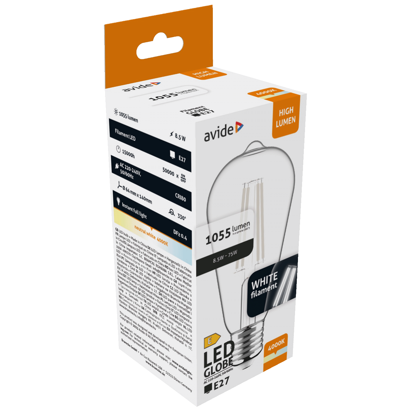 Žarulja LED AVIDE White Filament ST64 8.5W E27 4000K bijela svjetlost-3