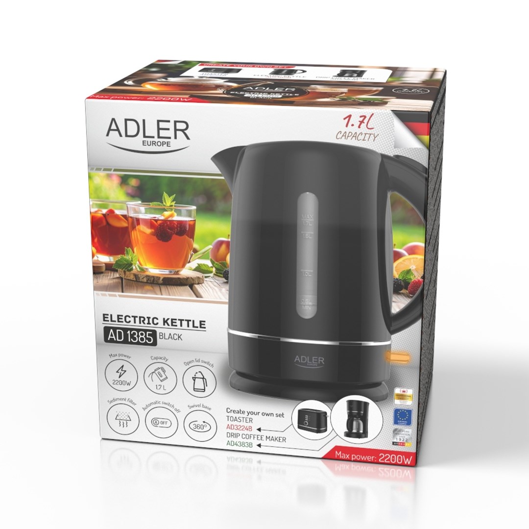 Kettle ADLER 1385B crna bijela električna-6