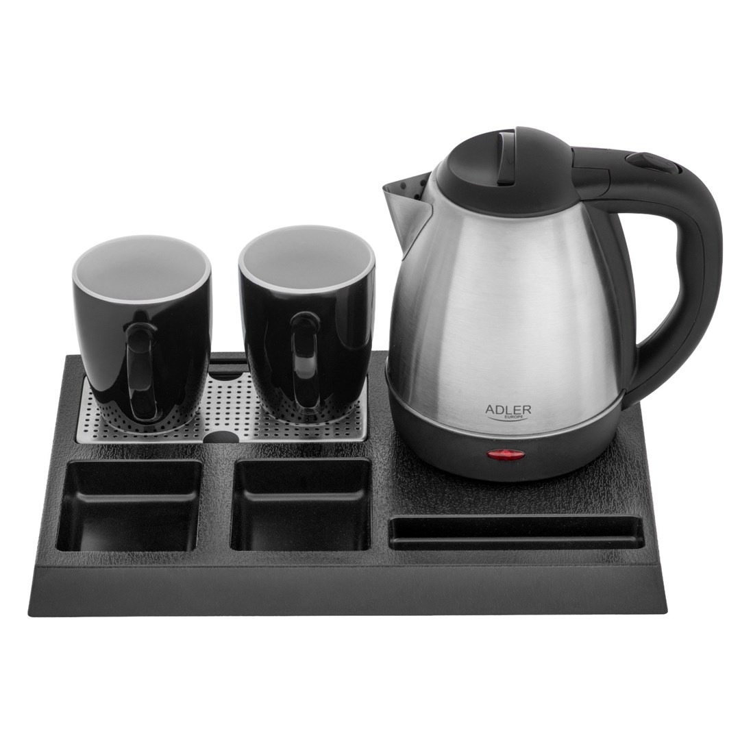Kettle ADLER AD 1354 Hotel 1.2 L inox + pladanj s šalicama crna, čelik-10