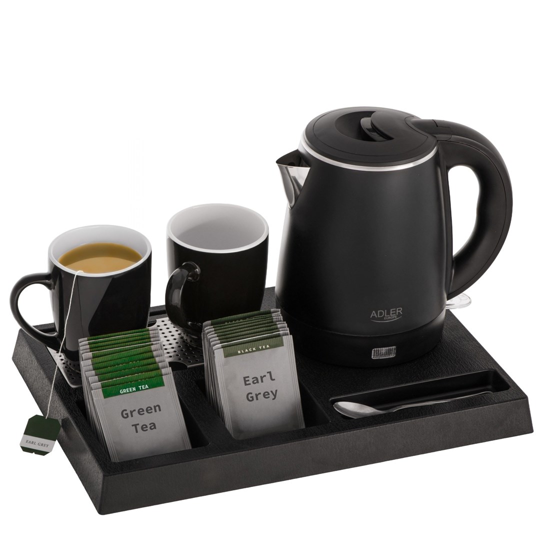 Kettle ADLER AD 1387 Hotel inox 1 L + pladanj s šalicama crna-5