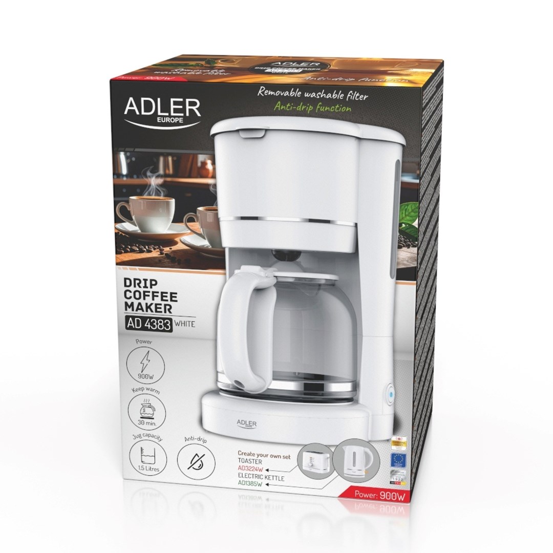 Aparat za kavu ADLER AD 4383w 1.5 L bijeli-11