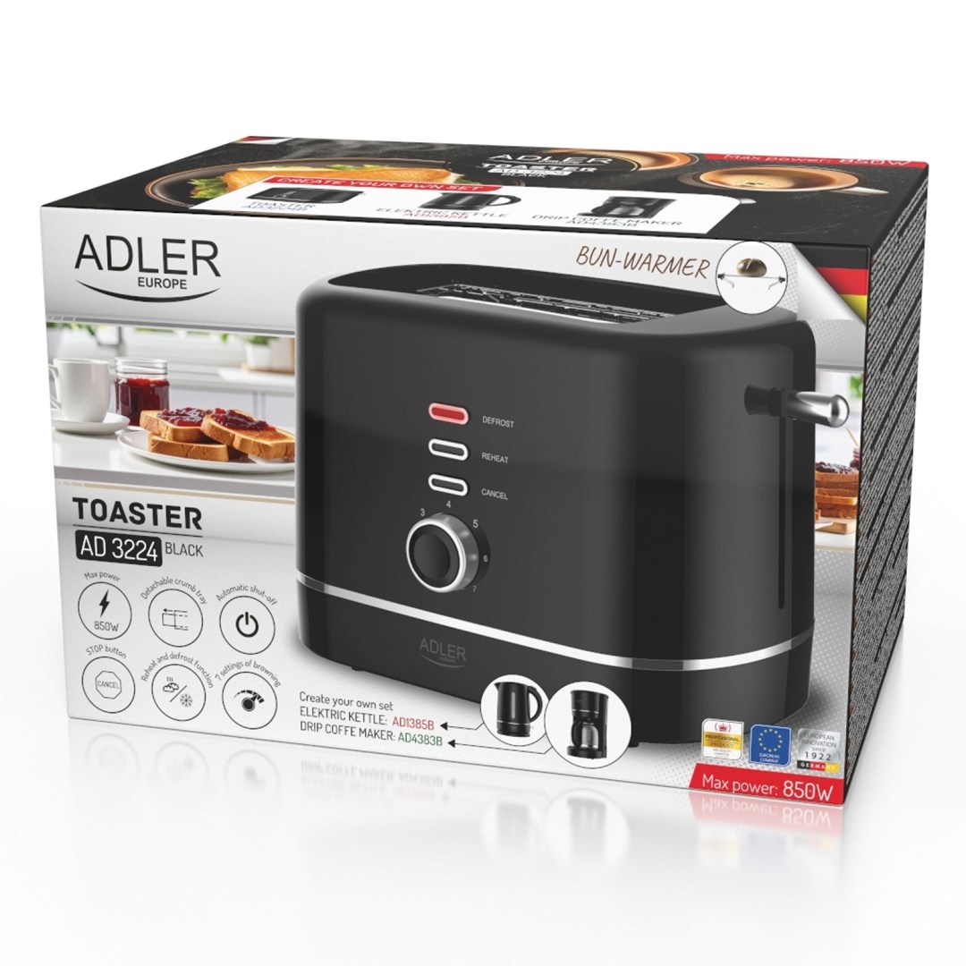 Toster ADLER AD 3224b s rešetkom 7 razina zapečenosti crna boja-7