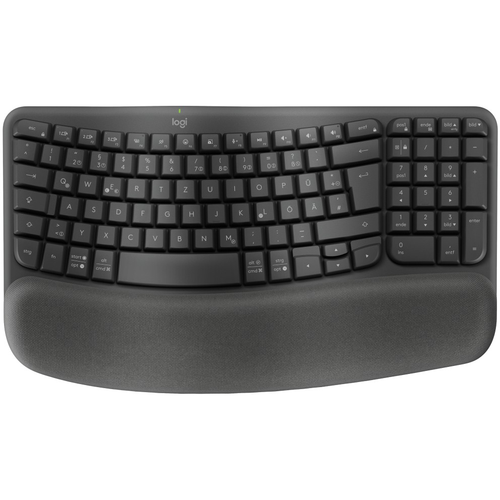 Bežična ergonomska tipkovnica LOGITECH Wave Keys - GRAFITNA - (DE) - 2.4GHZ/BT - CENTRAL-419 - UNIVERZALNA – internacionalna non HR tipkovnica