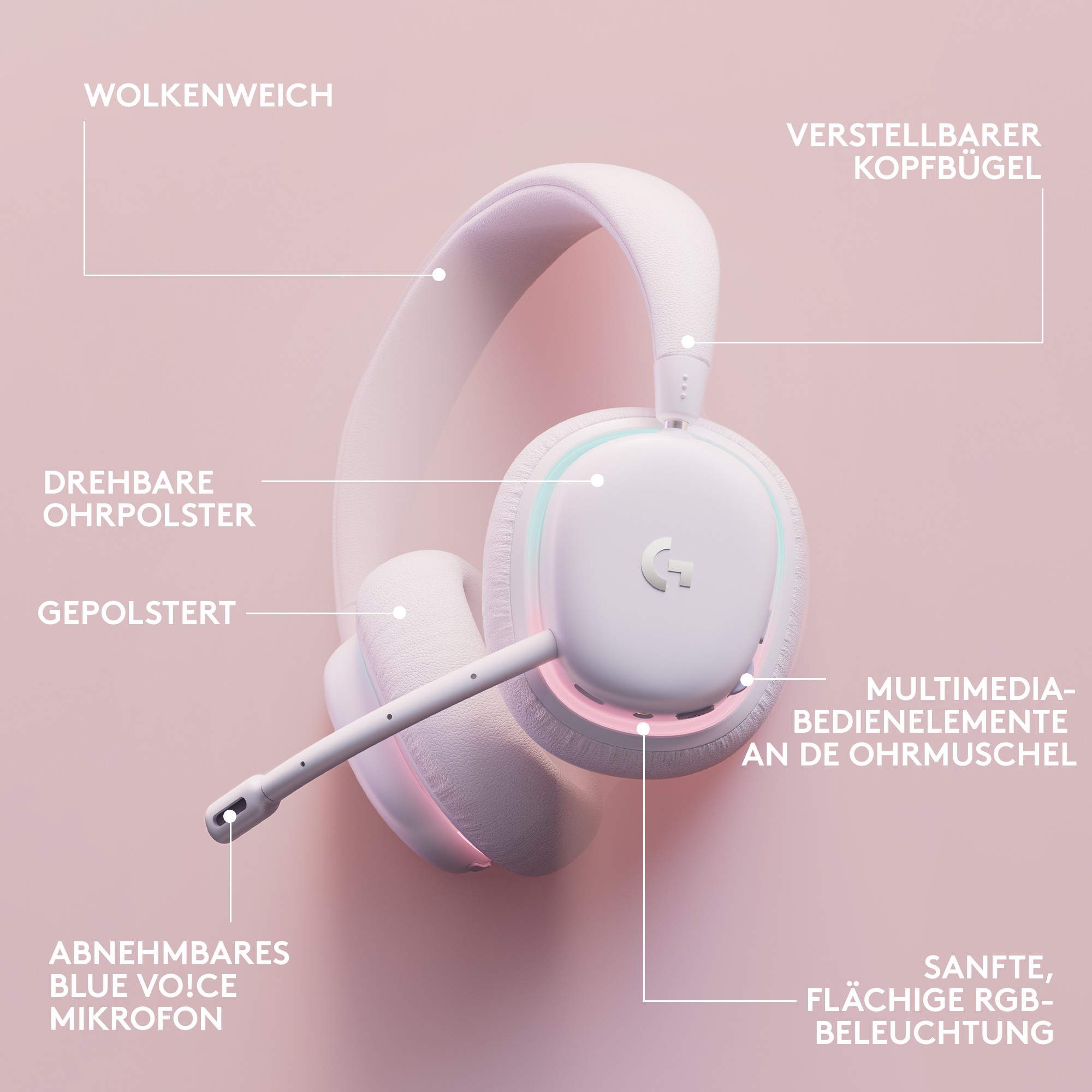 Slušalice LOGITECH G G735 full size Bluetooth / LIGHTSPEED wireless 3.5 mm jack bijela boja-3