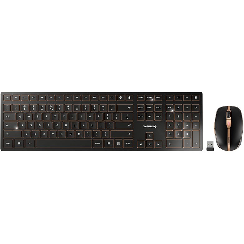 Bežična tipkovnica i miš CHERRY DW 9100 SLIM EU, crna – internacionalna non HR tipkovnica