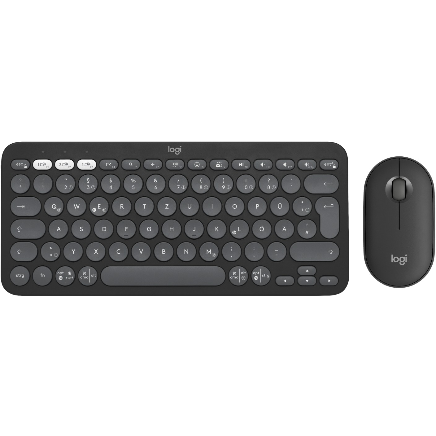 Tipkovnica i miš LOGITECH PEBBLE 2 COMBO TONAL GRAPHITE – internacionalna non HR tipkovnica