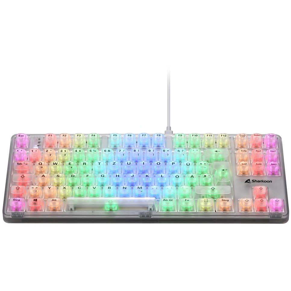 Gaming tipkovnica SHARKOON Crystal Shark bijela boja DE – internacionalna non HR tipkovnica-3
