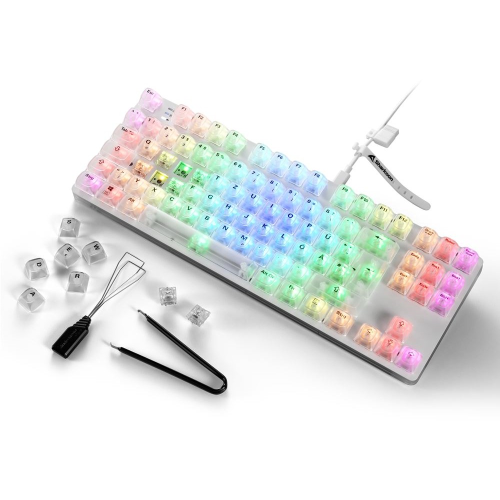 Gaming tipkovnica SHARKOON Crystal Shark bijela boja DE – internacionalna non HR tipkovnica-9