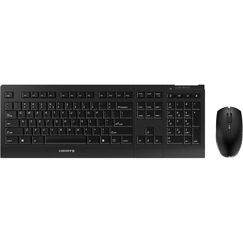 Set bežične ergonomske tipkovnice i miša CHERRY B.UNLIMITED 3.0 black (USA + euro simbol) – internacionalna non HR tipkovnica