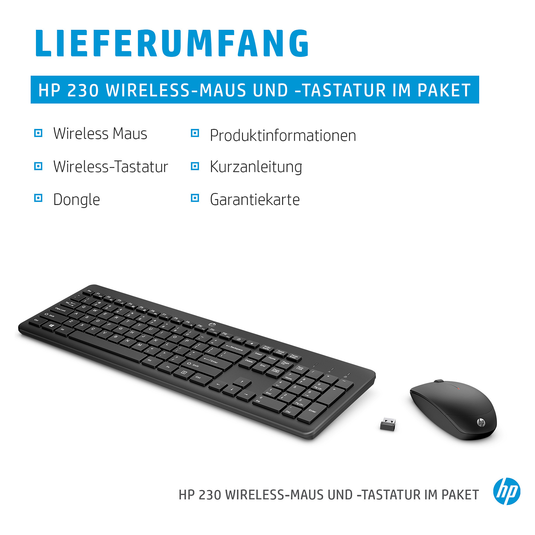 Set tipkovnica i miš HP 230 (bežični, bijela boja, de layout)-2