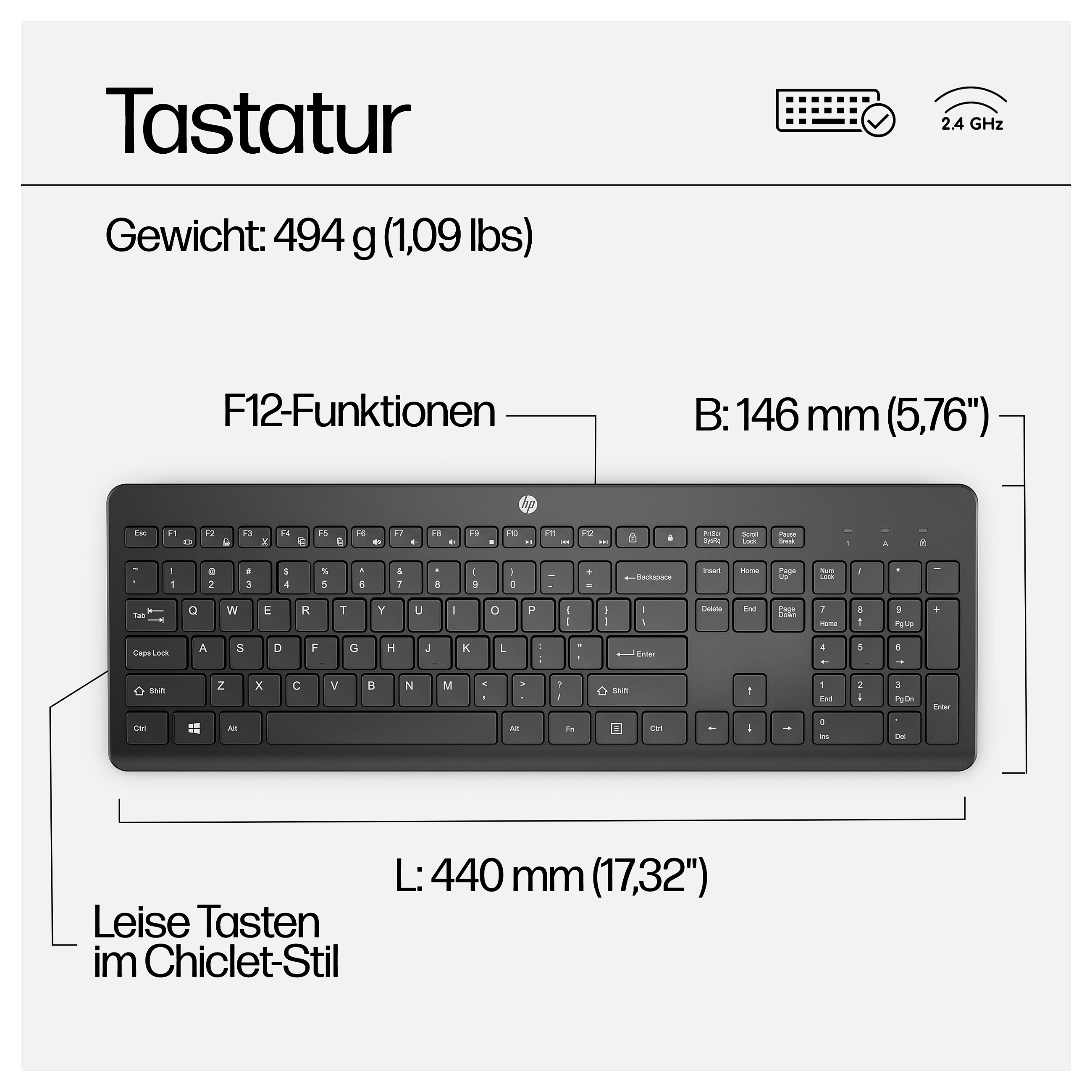Set tipkovnica i miš HP 230 (bežični, bijela boja, de layout)-5
