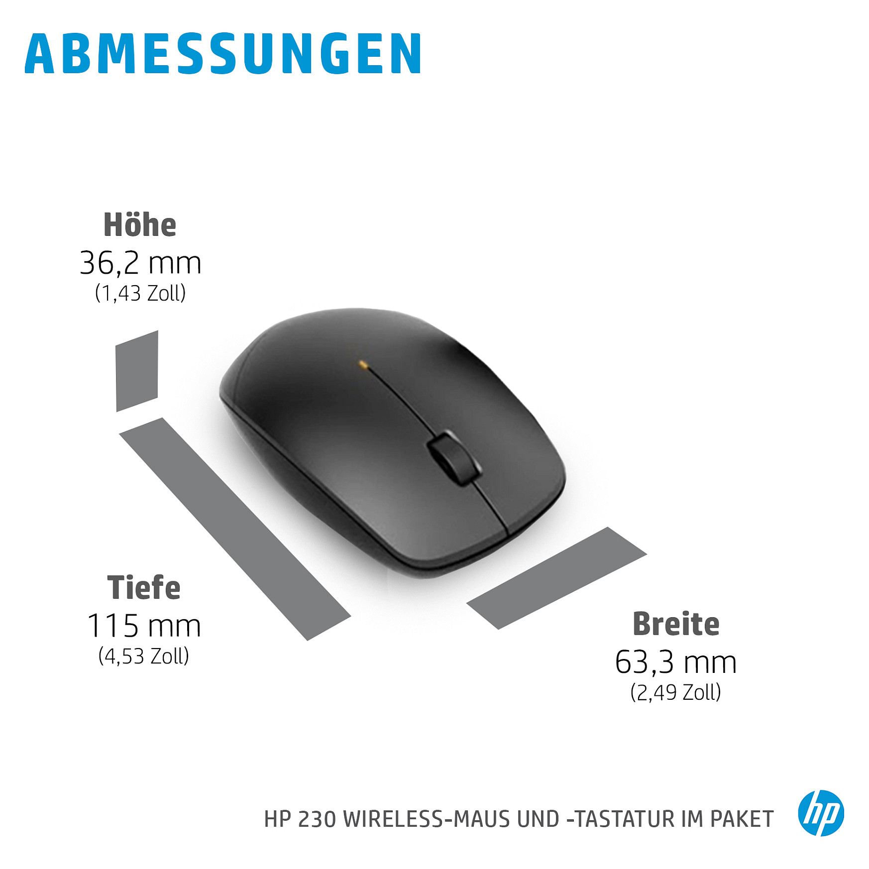 Set tipkovnica i miš HP 230 (bežični, bijela boja, de layout)-11