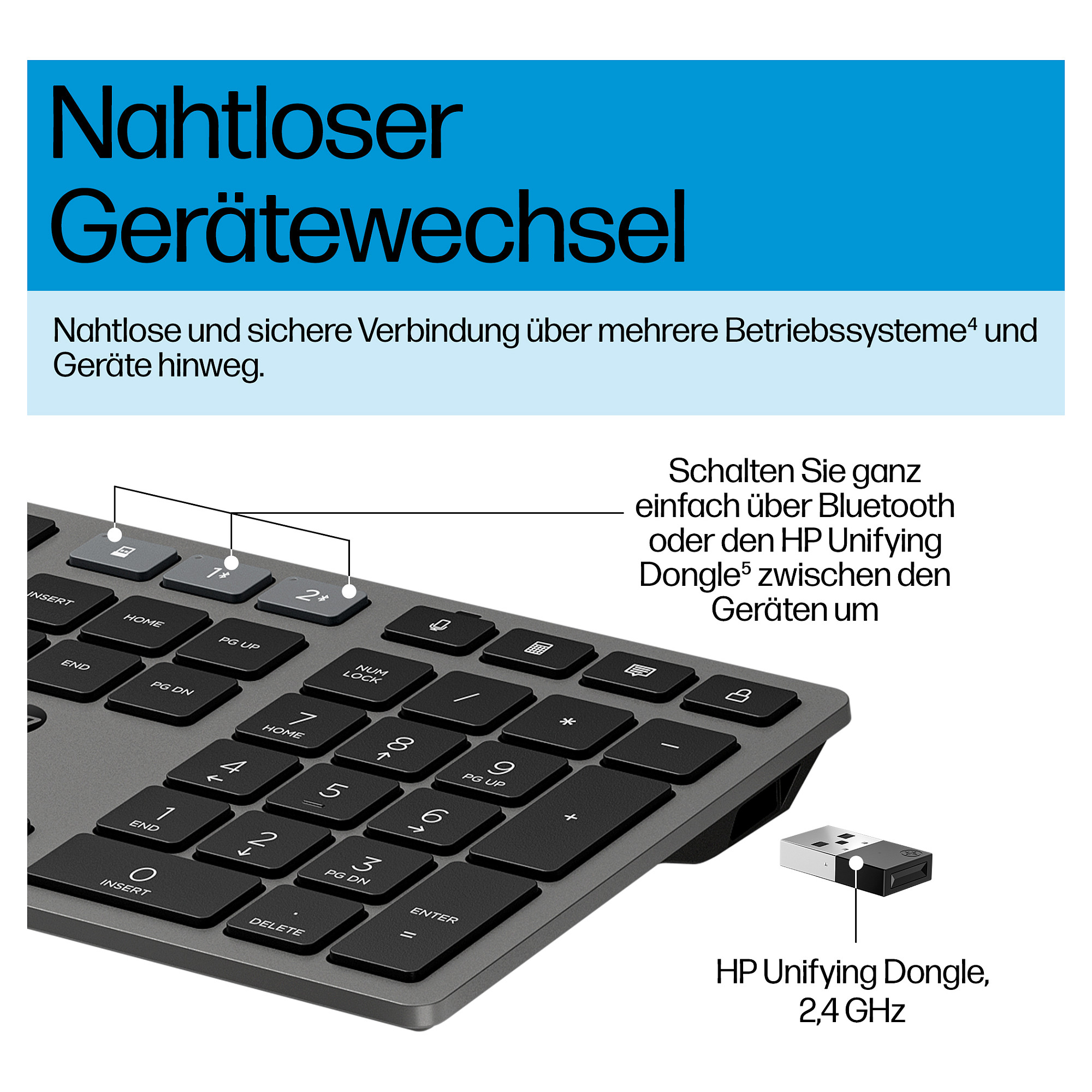 Tipkovnica HP HP 725 Multi-Device Rechargeable Wireless Keyboard - German version – internacionalna non HR tipkovnica-14