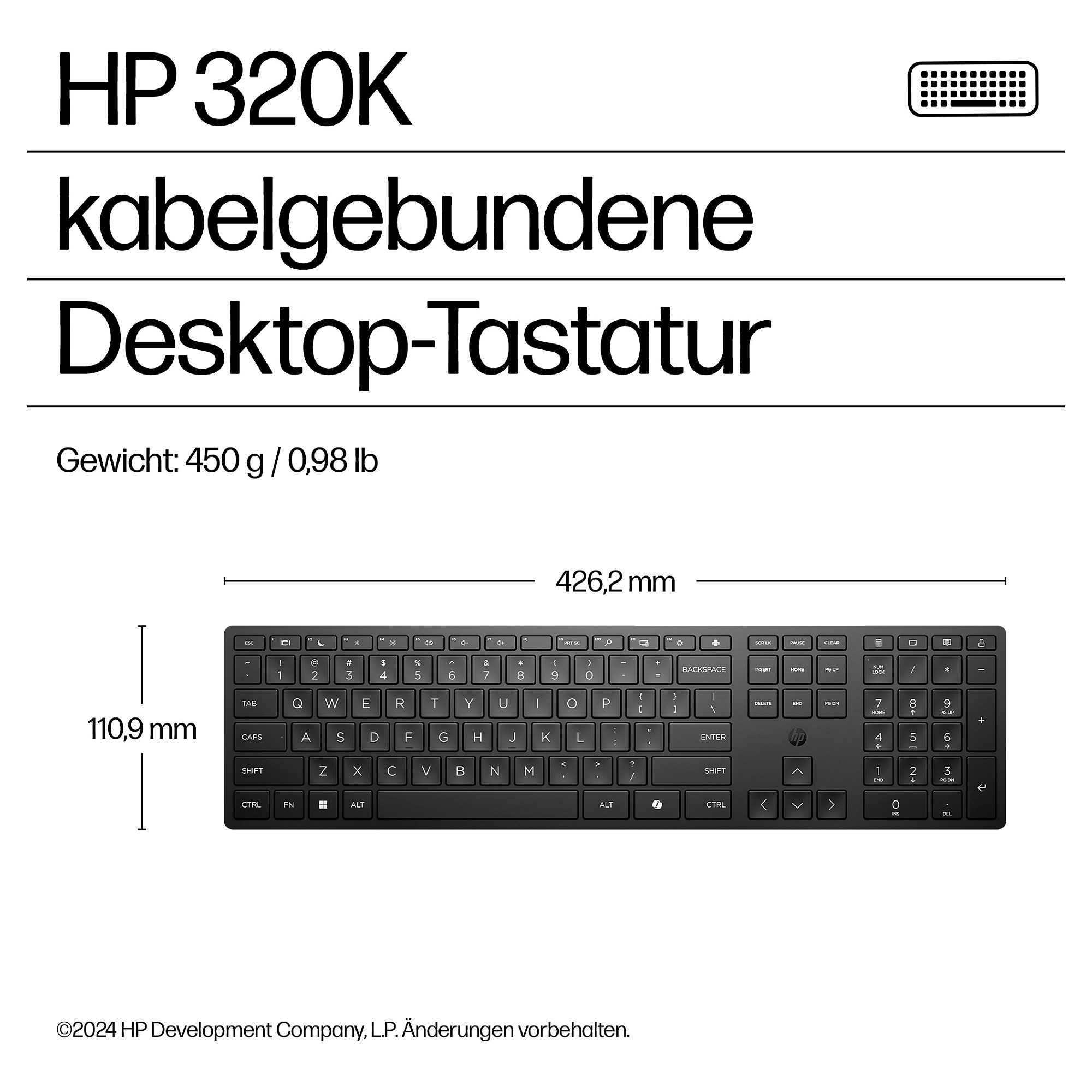 Tipkovnica žična HP 320K, 9SR37UT – internacionalna non HR tipkovnica-9