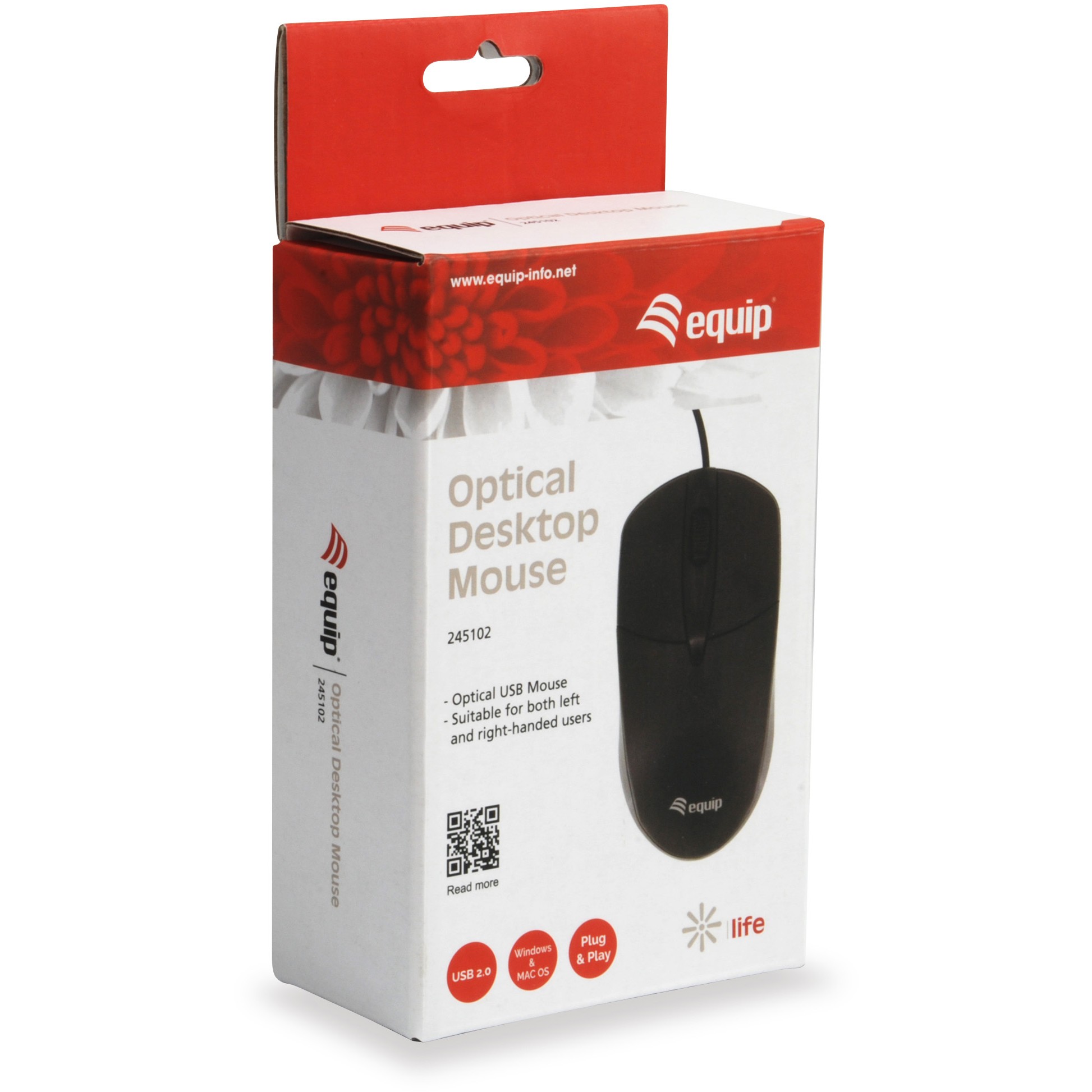 Optička EQUIP miš EQUIIP USB Desktop desna-lijeva ruka 1.35m crna boja-1