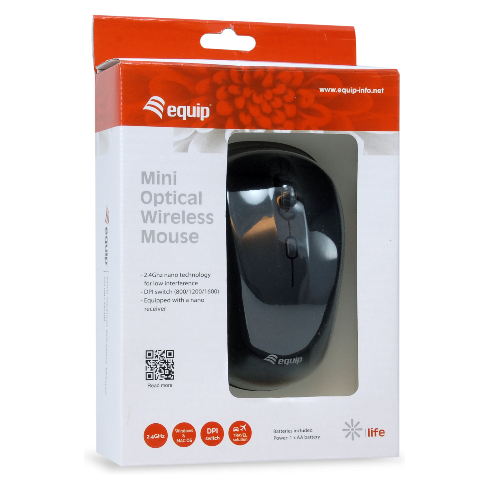 Bežični optički miš EQUIP 245108 (1600 DPI, crni)-2