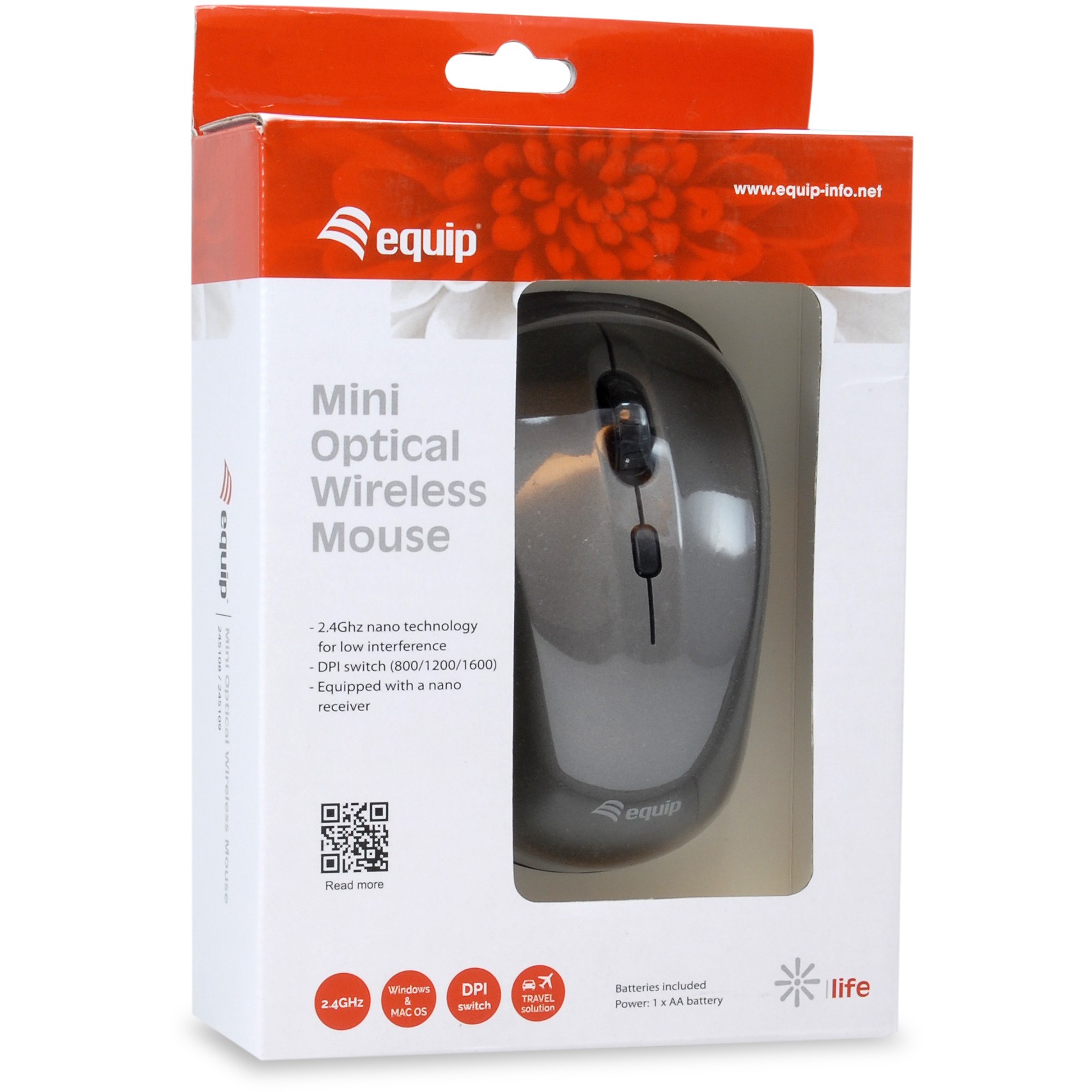 Optička miš EQUIP Optische Maus kabellos USB Mini R+L siva-2