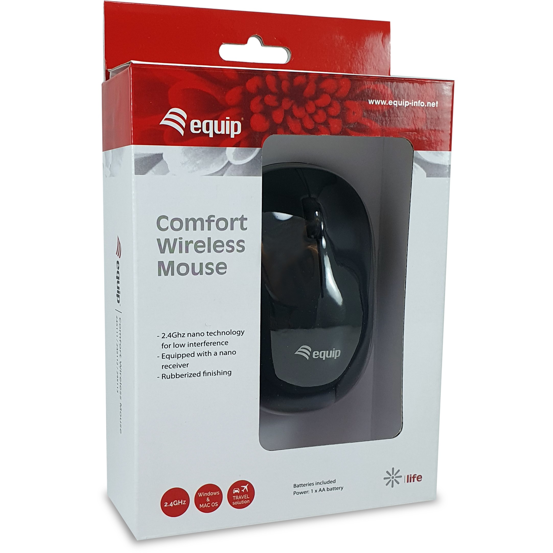 Optička miš EQUIP Optische Maus kabellos USB Komfort R+L crna boja-3