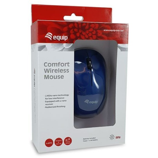 Optička miš EQUIP Optische Maus kabellos USB Komfort R+L plava-2