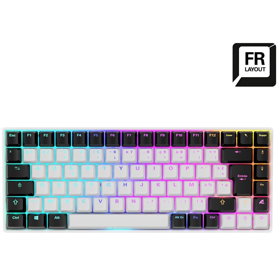Tipkovnica SHARKOON SKILLER SGK50 S3 (wei. FR-Layout. Gateron Yellow) – internacionalna non HR tipkovnica-0