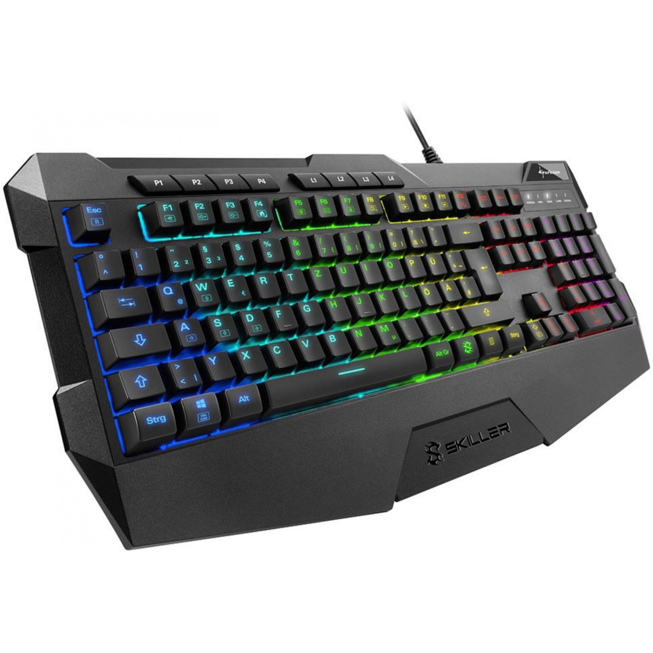 Tipkovnica SHARKOON Skiller SGK4 Gaming QWERTZ žičana gumena – internacionalna non HR tipkovnica-1