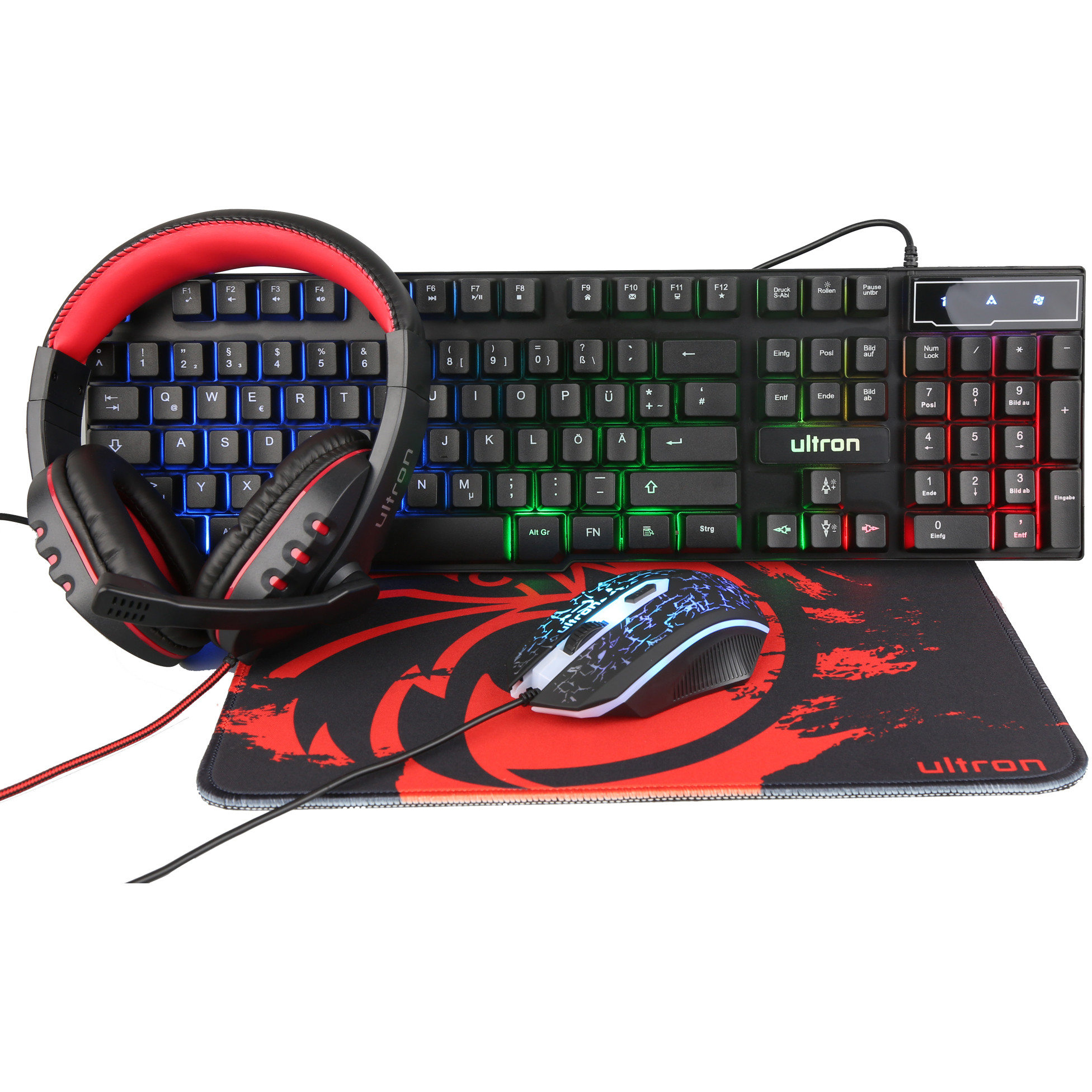 Gaming set ULTRON HAWK crna kabelgebunden 4in1 – internacionalna non HR tipkovnica