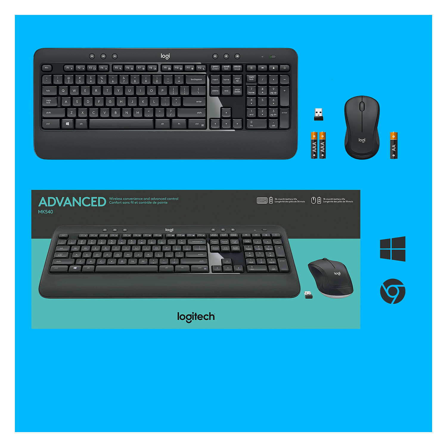 Bežični set tipkovnice i miša LOGITECH MK540 Advanced, QWERTZ raspored, njemački – internacionalna non HR tipkovnica-10