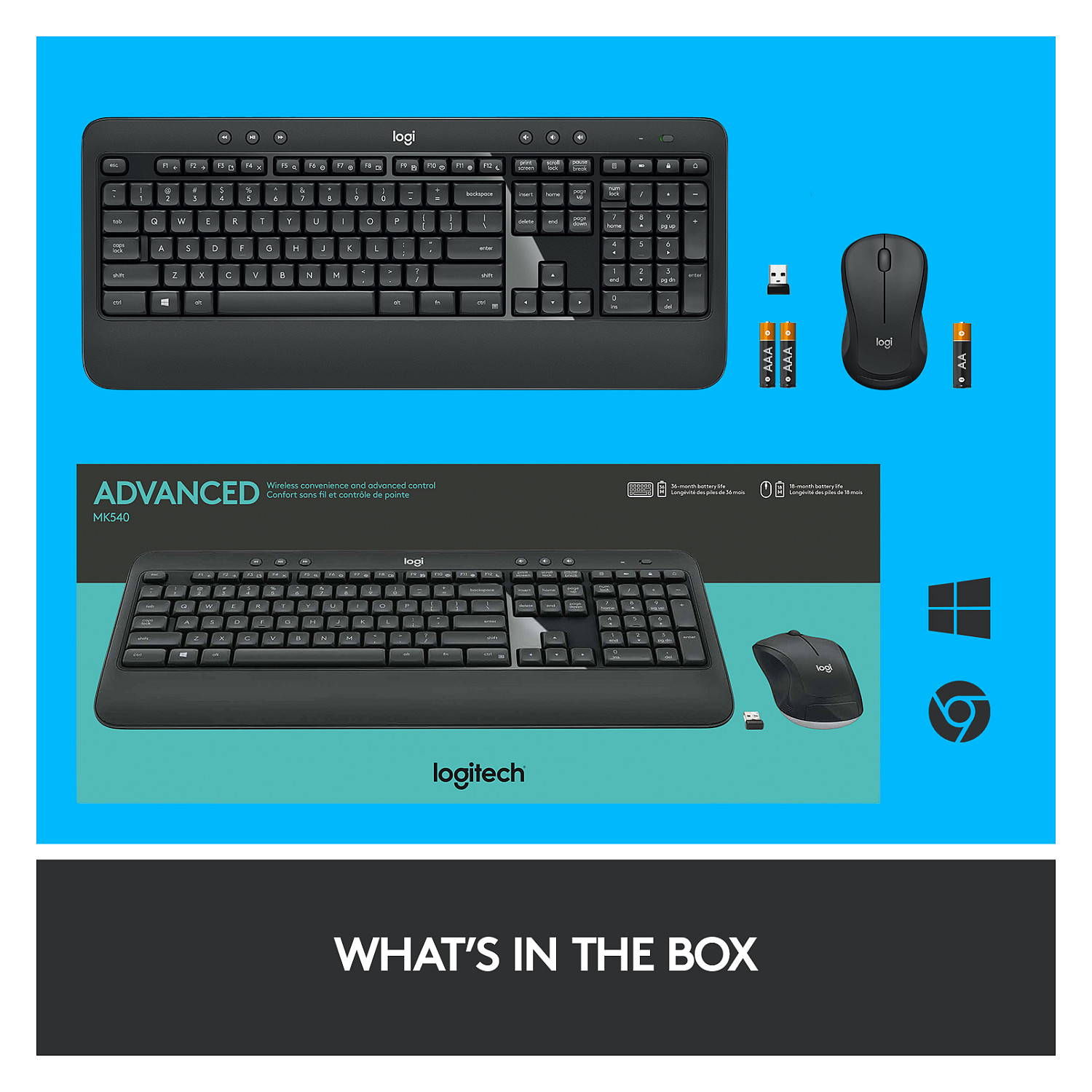 Bežični set tipkovnice i miša LOGITECH MK540 Advanced, QWERTZ raspored, njemački – internacionalna non HR tipkovnica-23