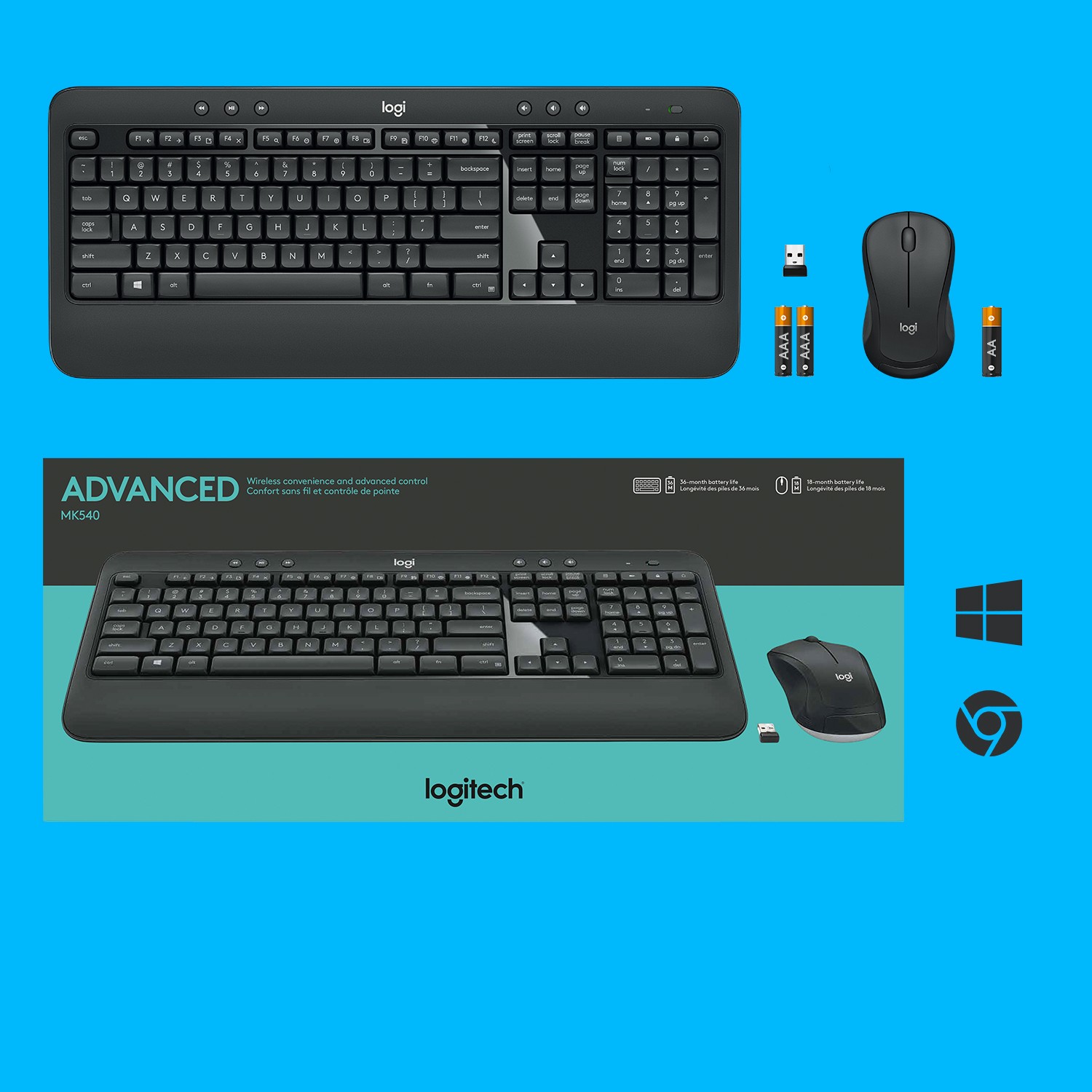 Bežični set tipkovnice i miša LOGITECH MK540 Advanced, QWERTZ raspored, njemački – internacionalna non HR tipkovnica-9