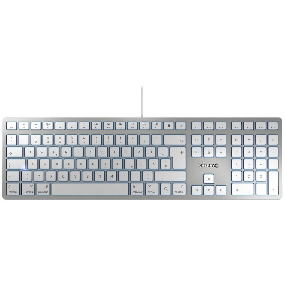 Tipkovnica CHERRY KC 6000 SLIM FOR MAC USB srebrna QWERTZ DE – internacionalna non HR tipkovnica