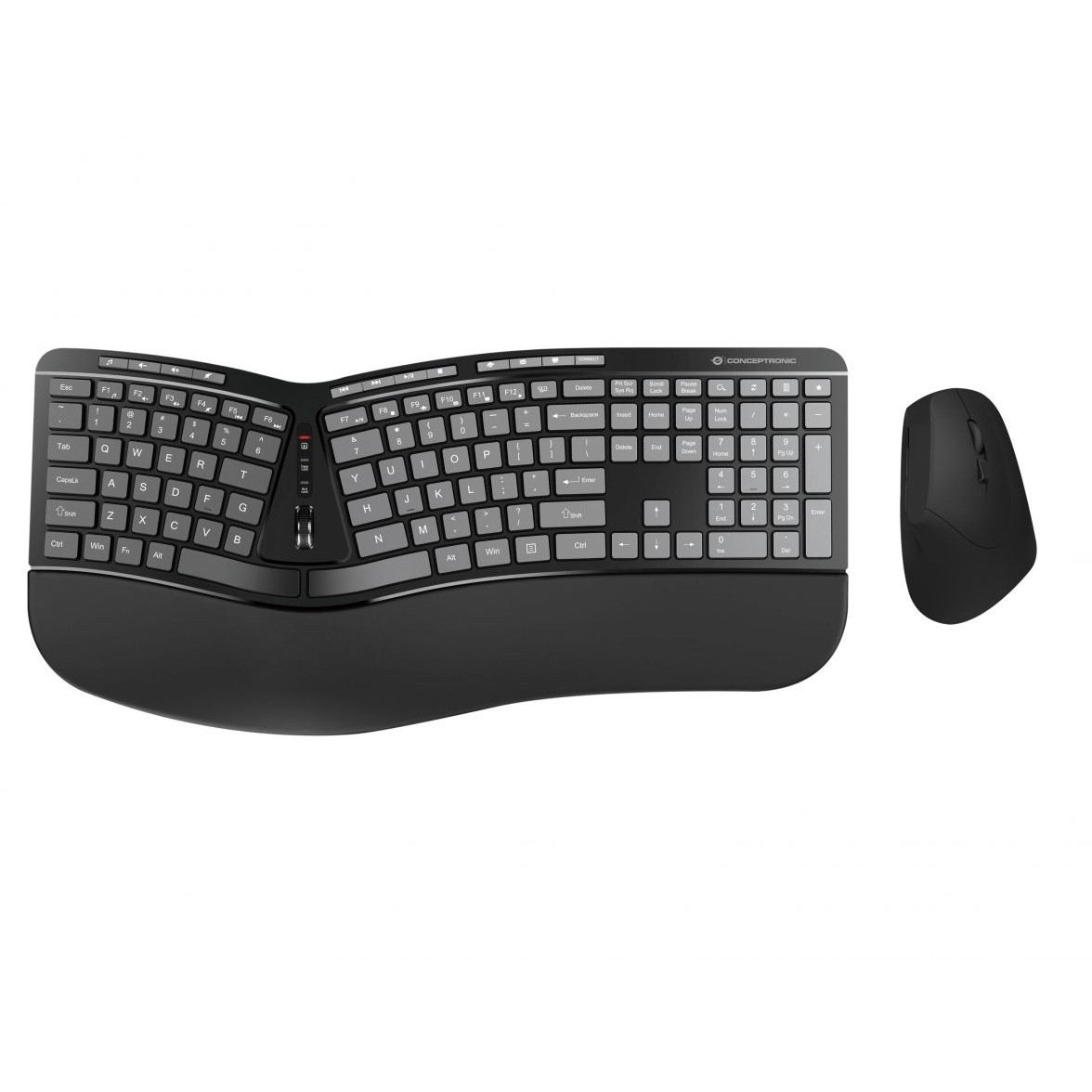 Bežična tipkovnica i miš CONCEPTRONIC bežični Keyboard+Mouse ergo Layout US sw – internacionalna non HR tipkovnica