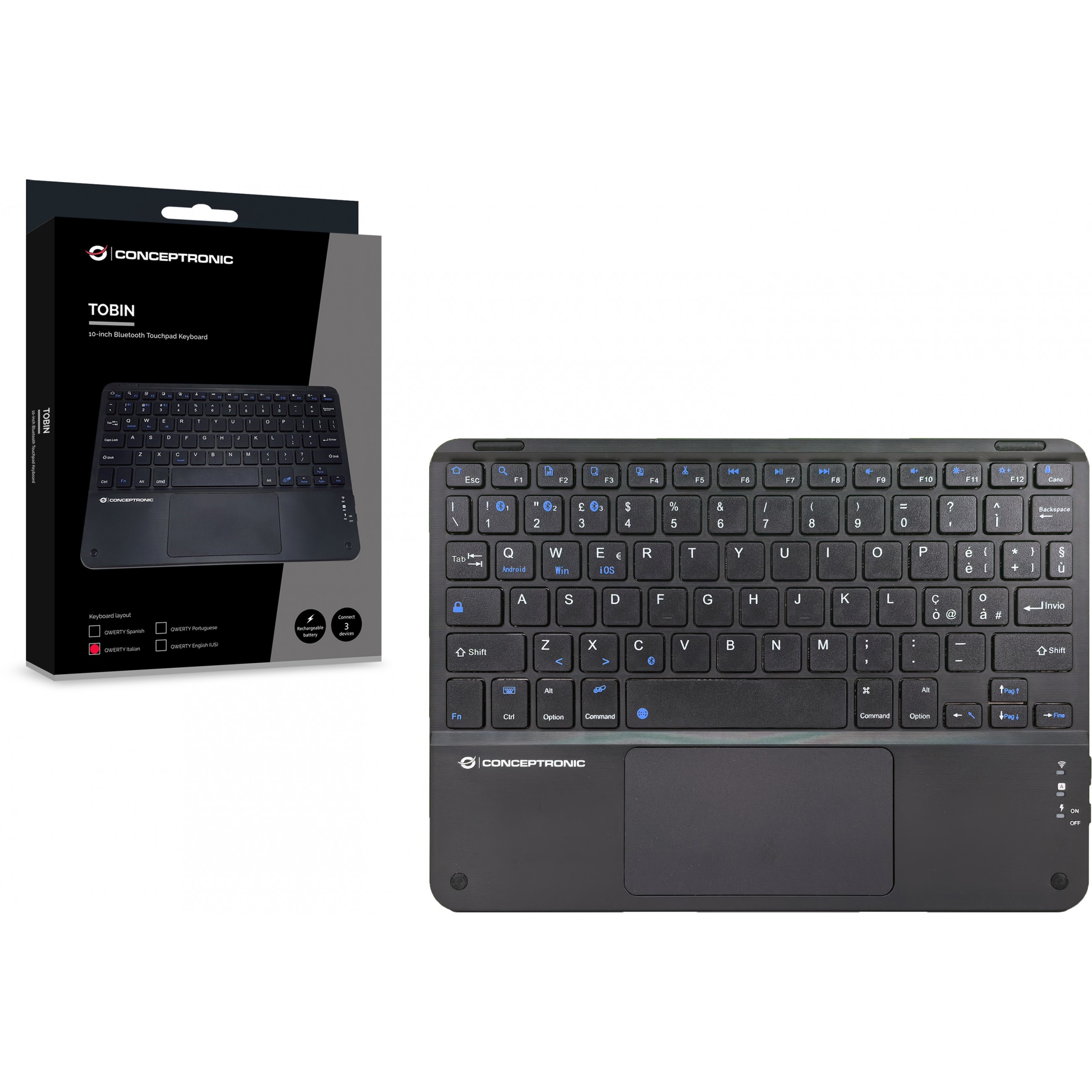 Bežična tipkovnica CONCEPTRONIC 10" crna boja – internacionalna non HR tipkovnica-4