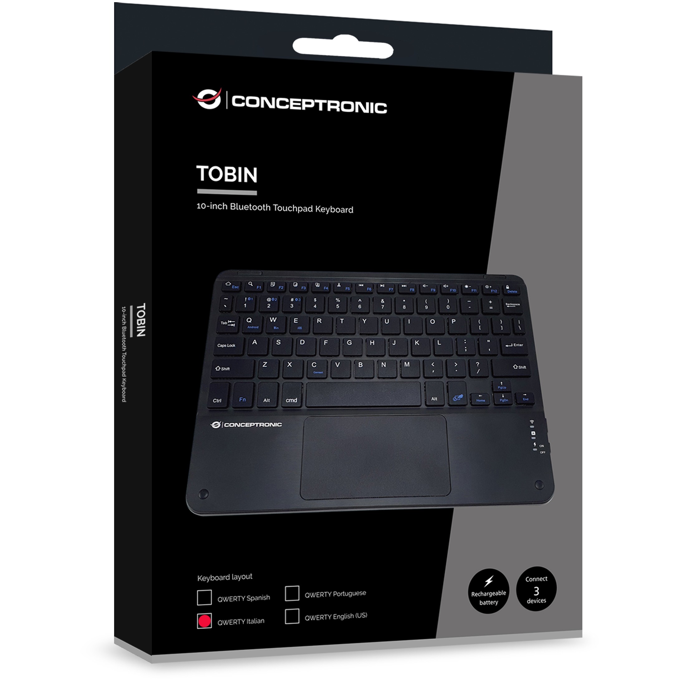 Bežična tipkovnica CONCEPTRONIC 10" crna boja – internacionalna non HR tipkovnica-5
