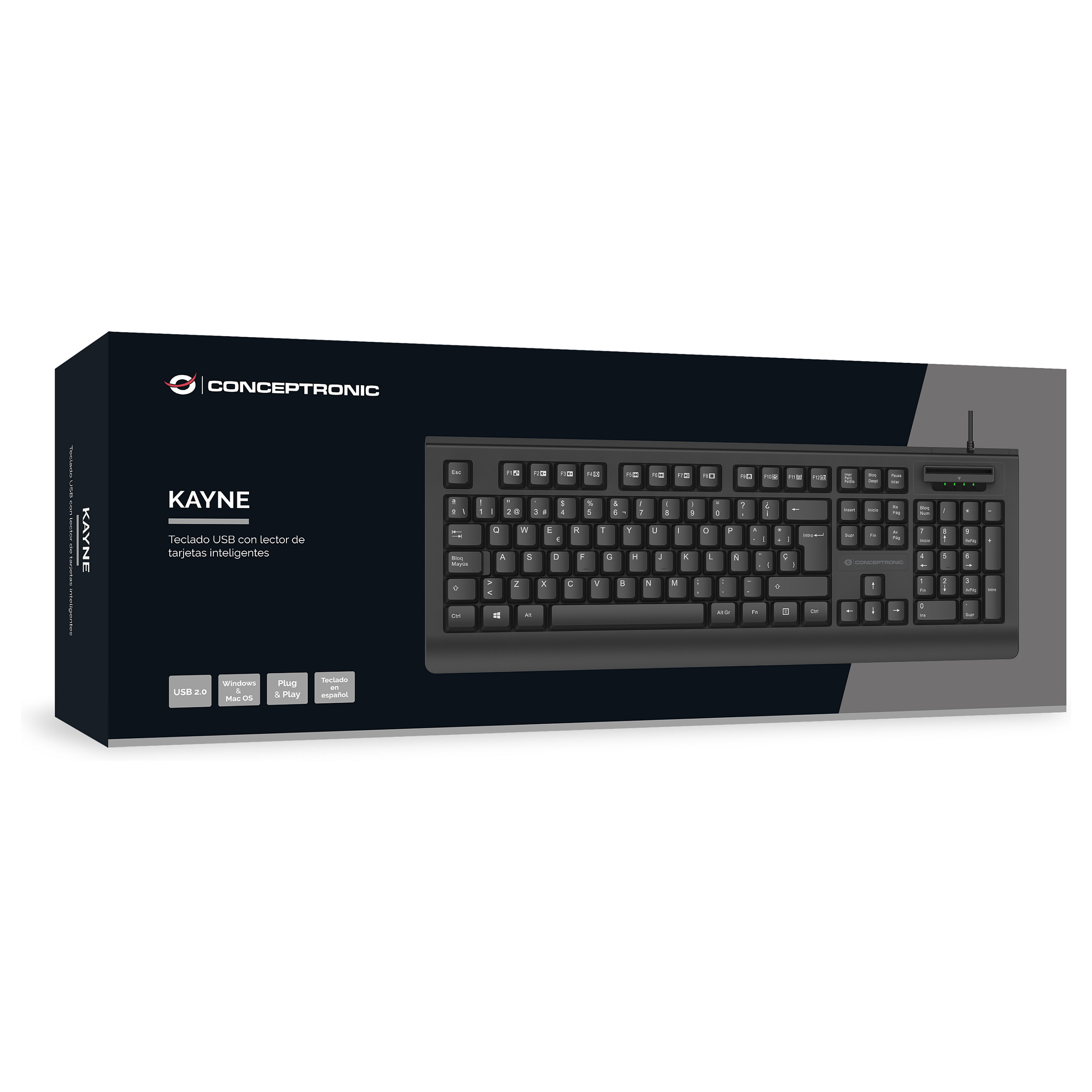 USB Tastatura CONCEPTRONIC Smart ID-Kartenleser španjolska crna boja-3
