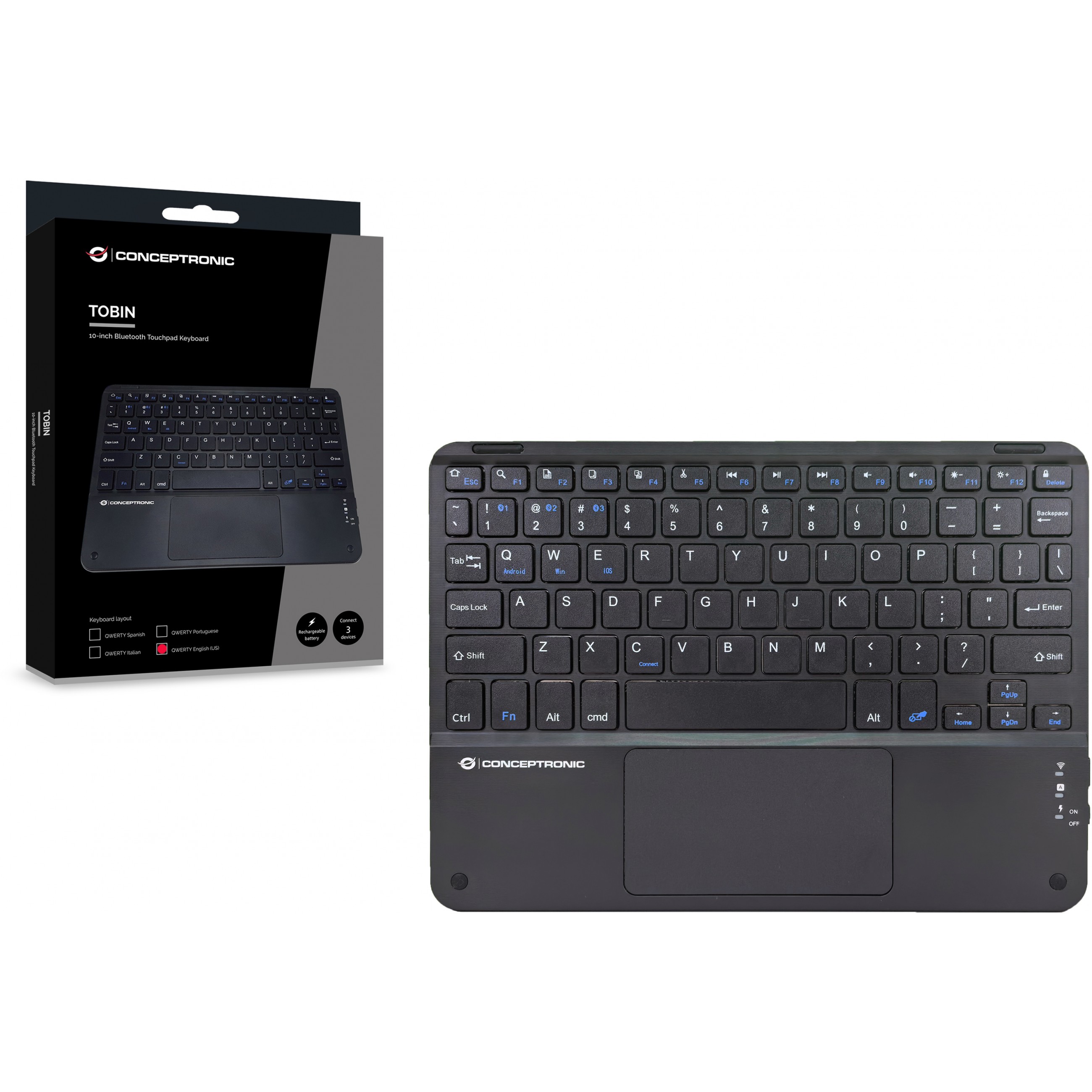 Bežična tipkovnica CONCEPTRONIC QWERTY-Layout US/EN 10" sw – internacionalna non HR tipkovnica-4