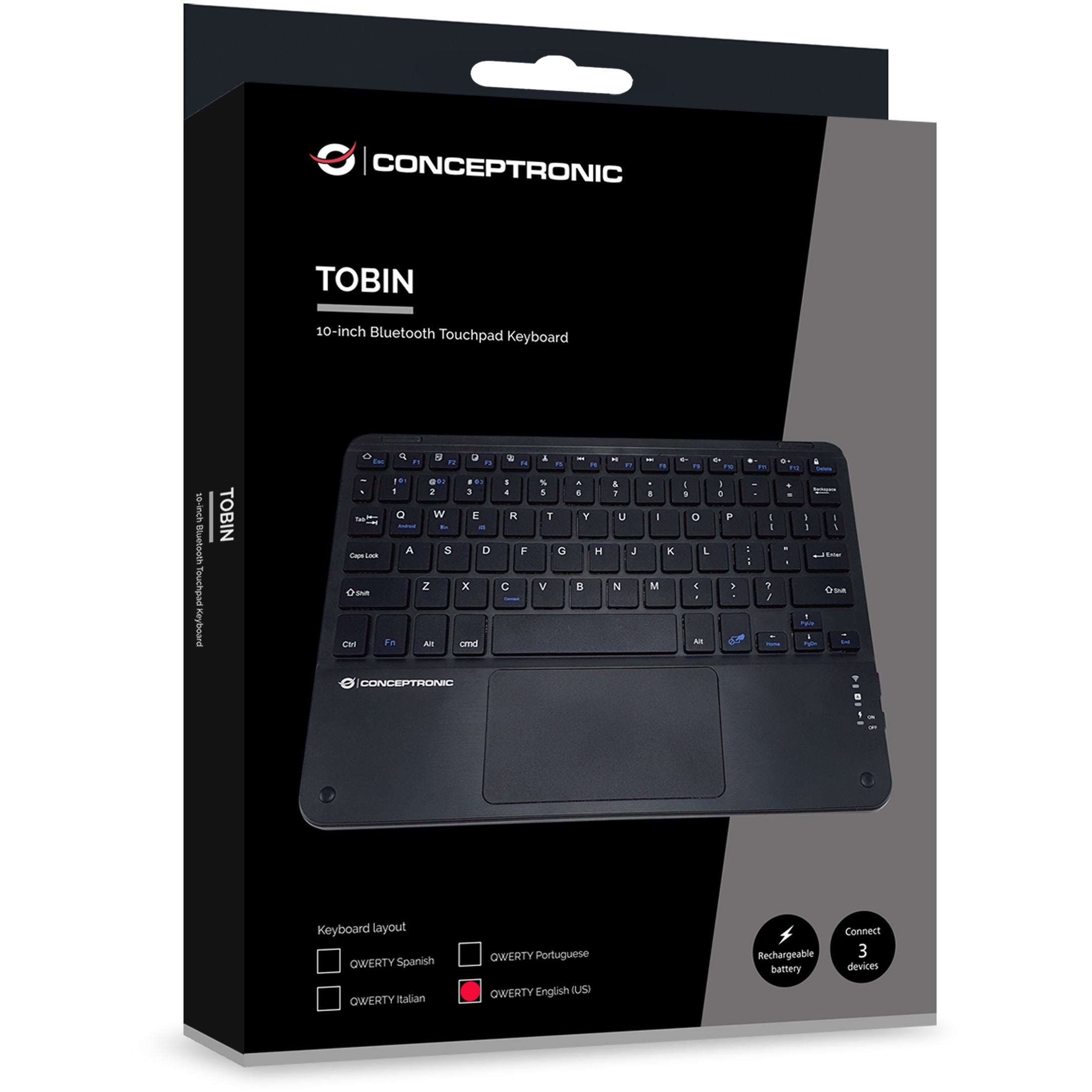 Bežična tipkovnica CONCEPTRONIC QWERTY-Layout US/EN 10" sw – internacionalna non HR tipkovnica-5