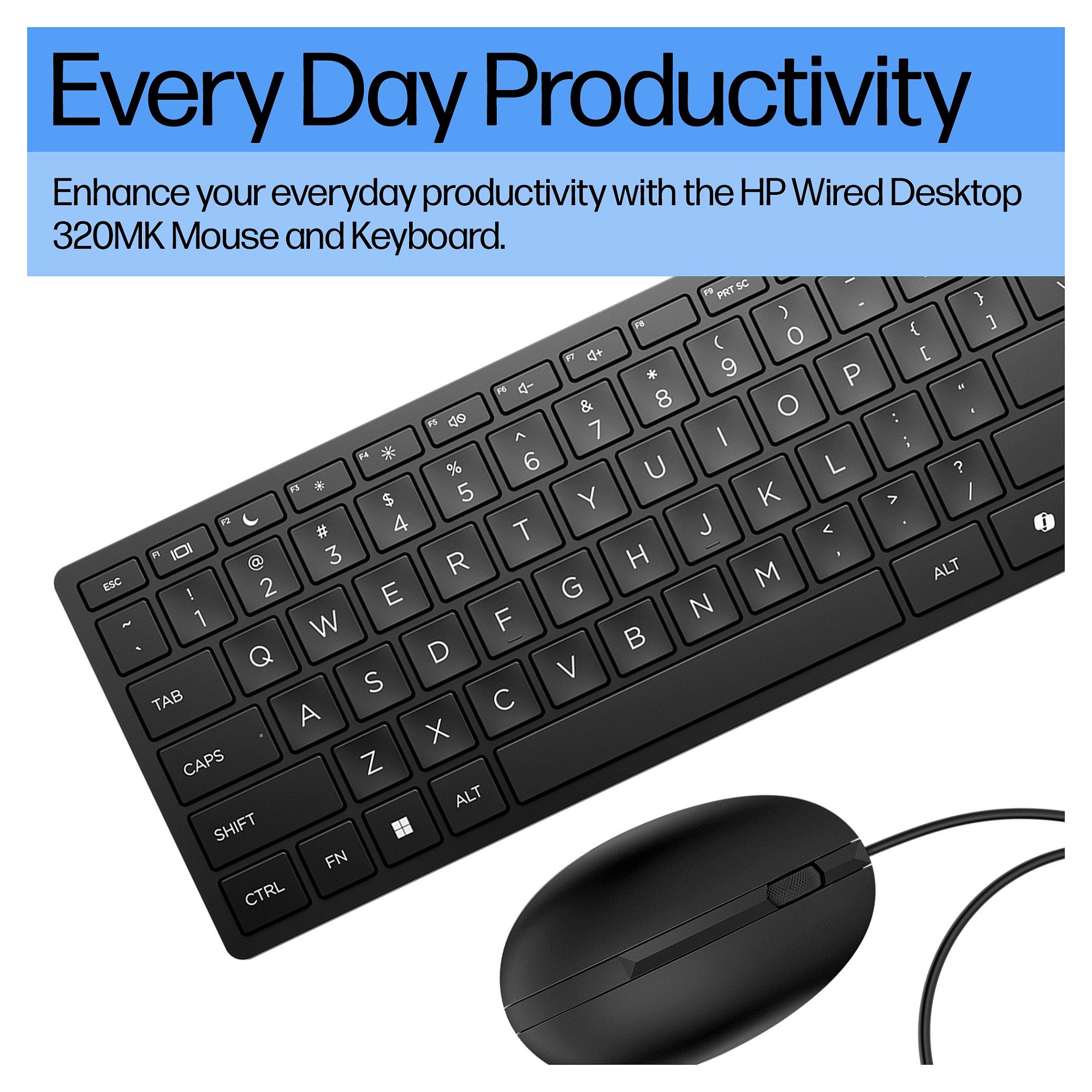 Kombinacija tipkovnica i miš HP WIRED 320MK combo EMEA-INTL English Loc-Euro plug SmartBuy (EU)-3