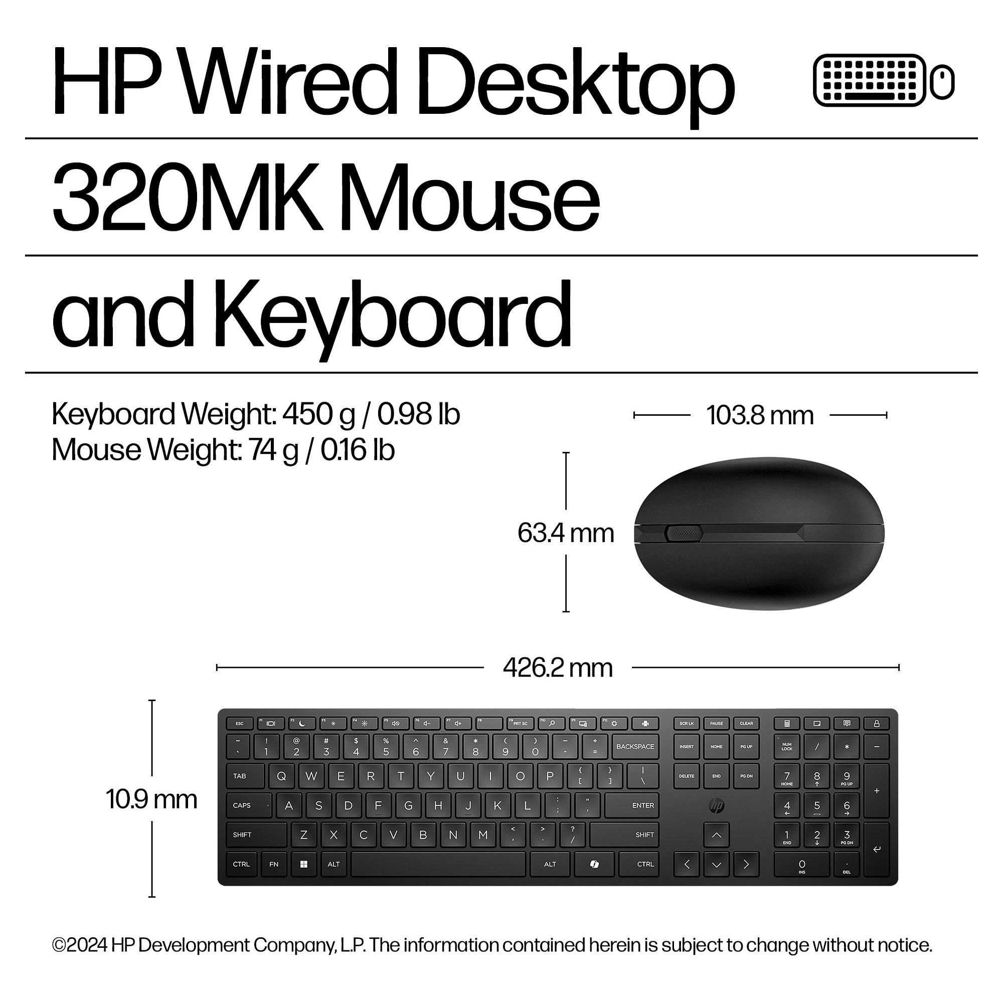 Kombinacija tipkovnica i miš HP WIRED 320MK combo EMEA-INTL English Loc-Euro plug SmartBuy (EU)-4