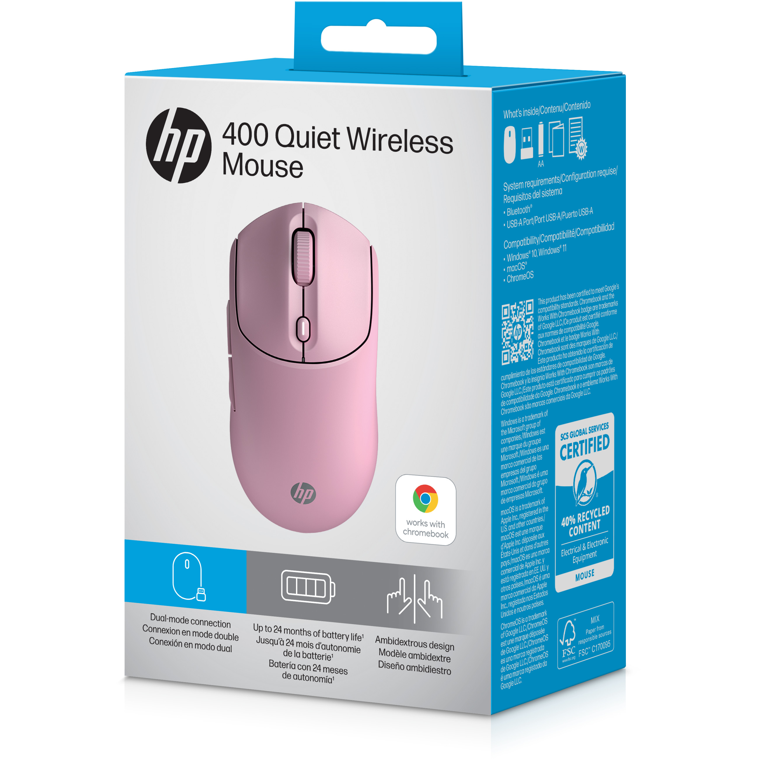 Bežična miš HP 400 Quiet Pink bežični Mouse EURO-3