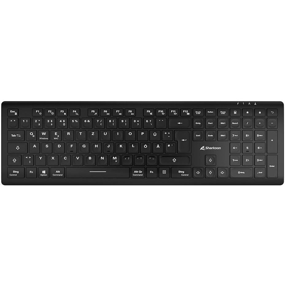 Tipkovnica SHARKOON OfficePal K30W DE Layout Rubberdome crna boja – internacionalna non HR tipkovnica-1