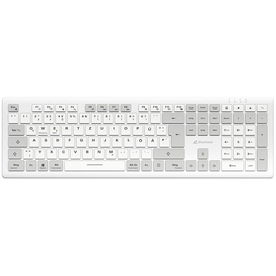 Tipkovnica SHARKOON OfficePal K30W DE Layout Rubberdome bijela – internacionalna non HR tipkovnica-1