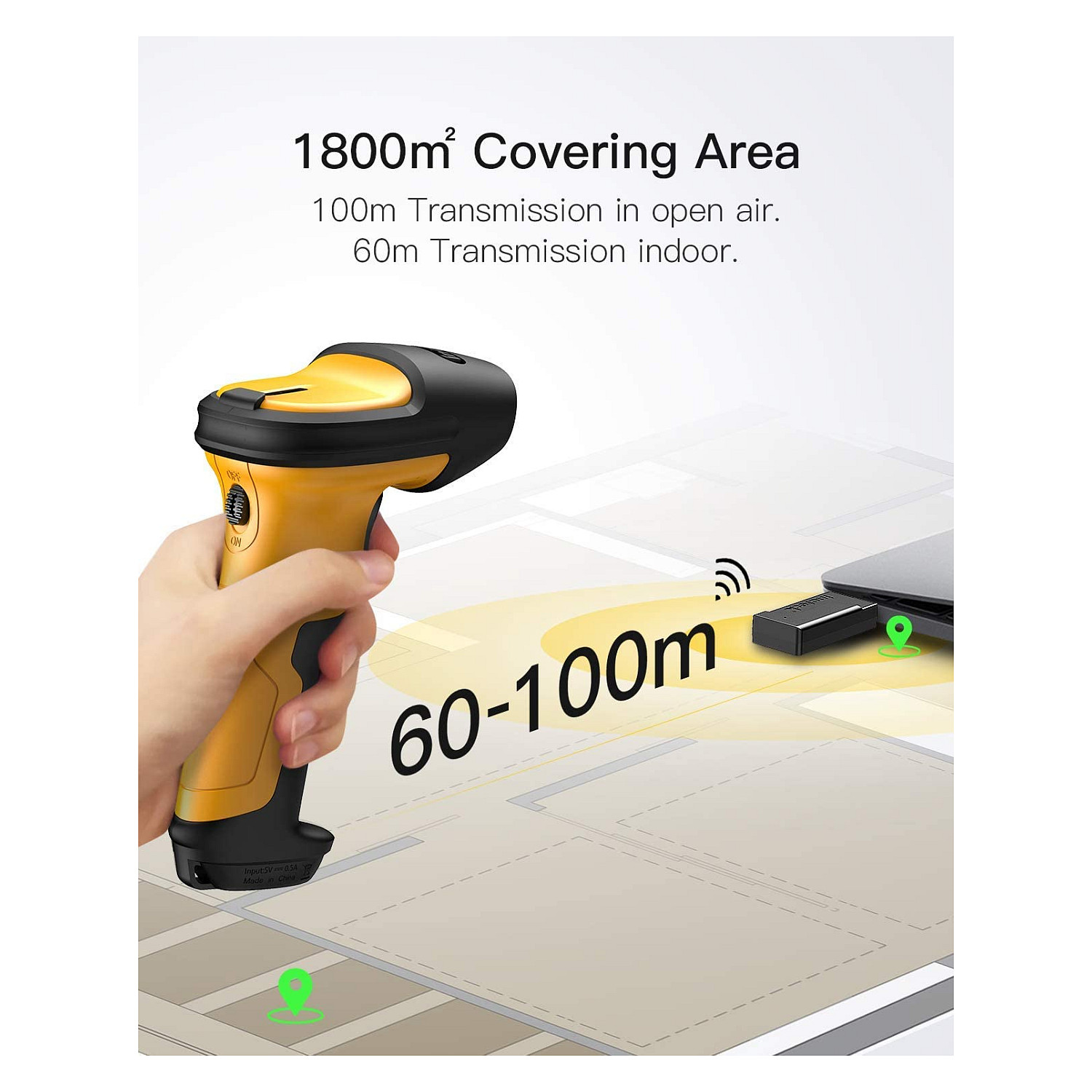 Barcodescanner INATECK P6 žuta boja-2