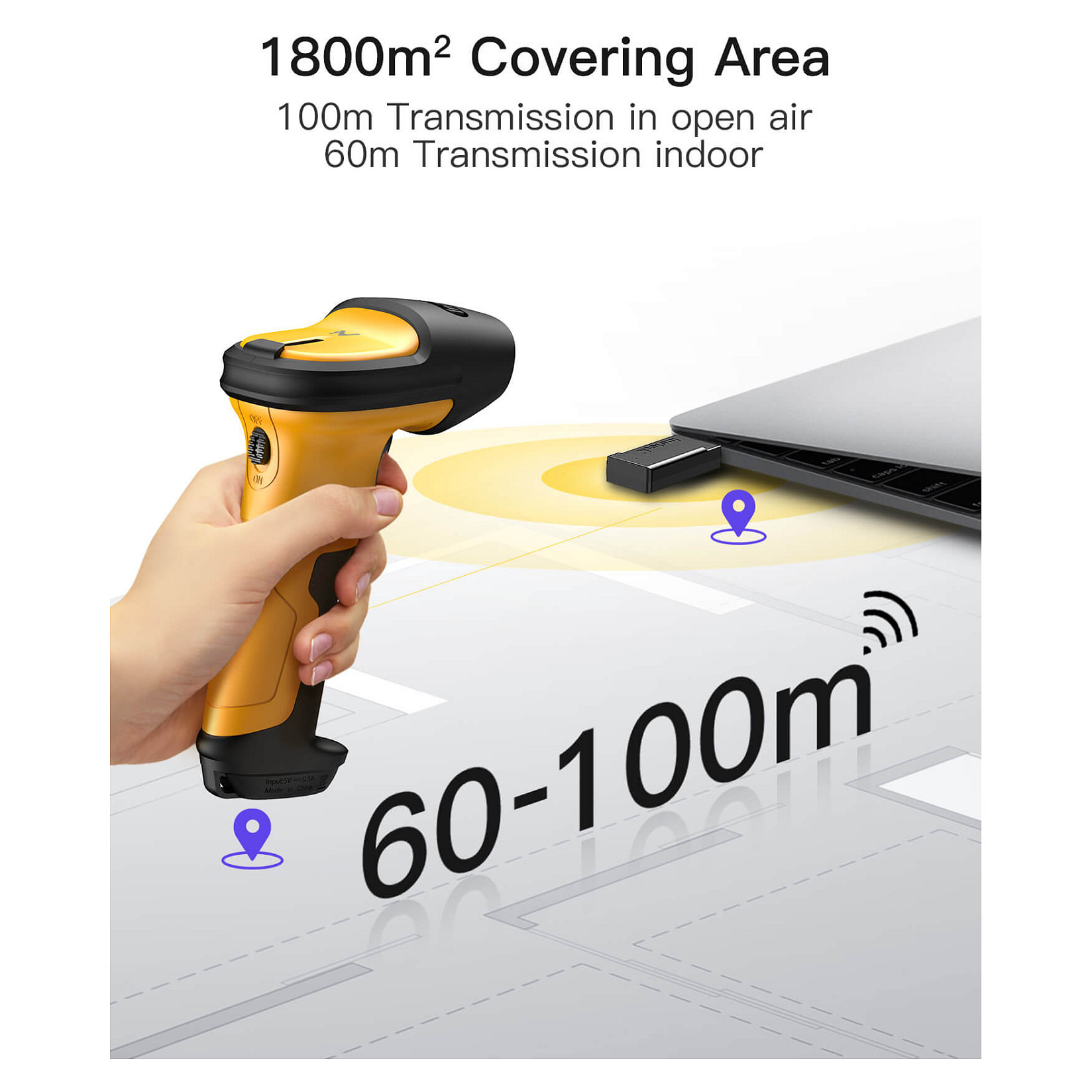 Barcodescanner INATECK P6-AI žuta boja-3