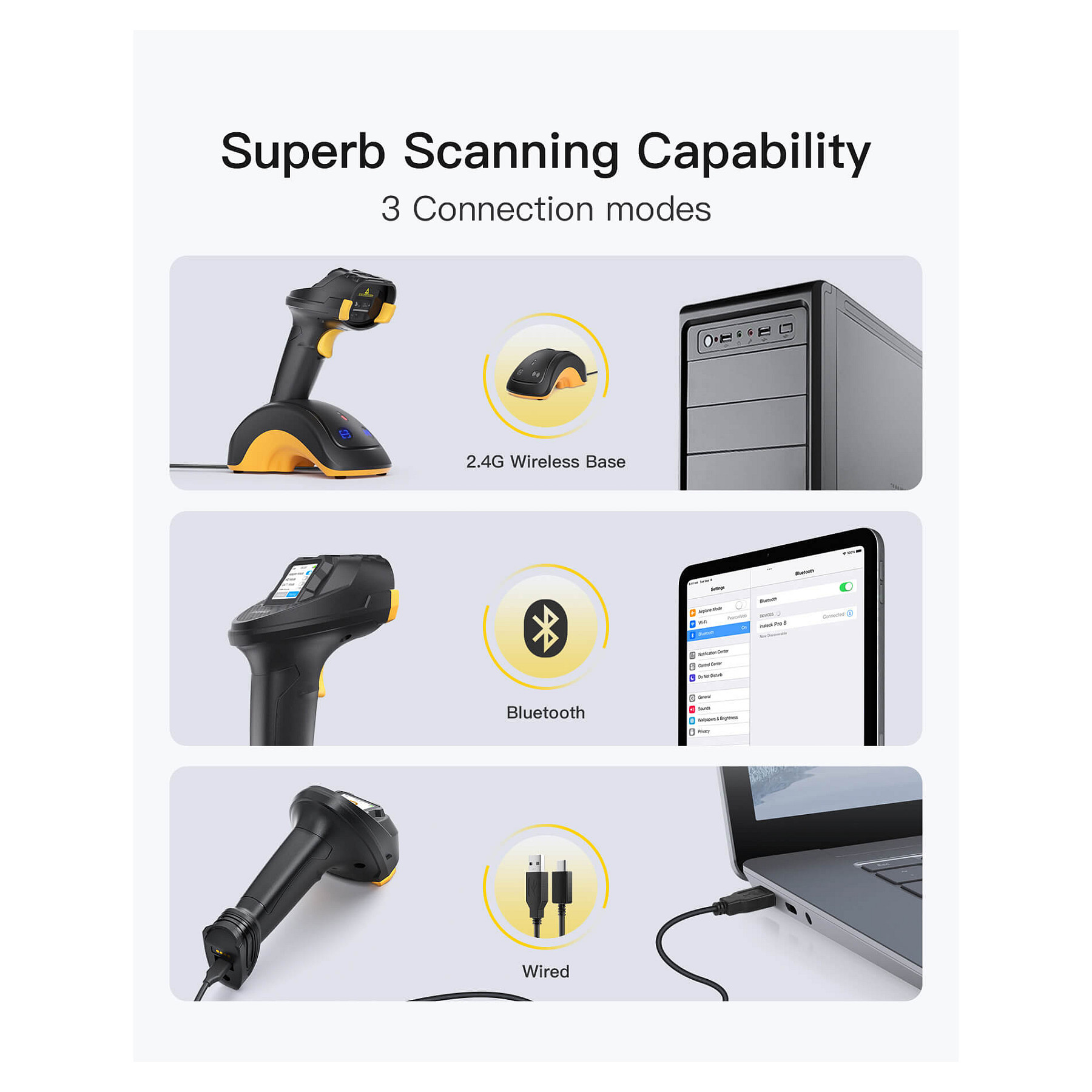 Barcodescanner inateck Pro 8 black-3