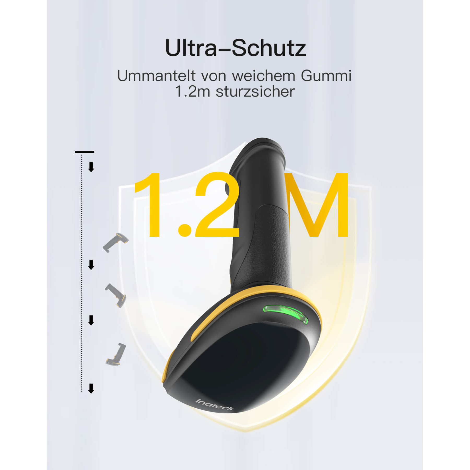 Barkod čitač INATECK BCST-35, 2D, Bluetooth, s bazom za punjenje, crni-2