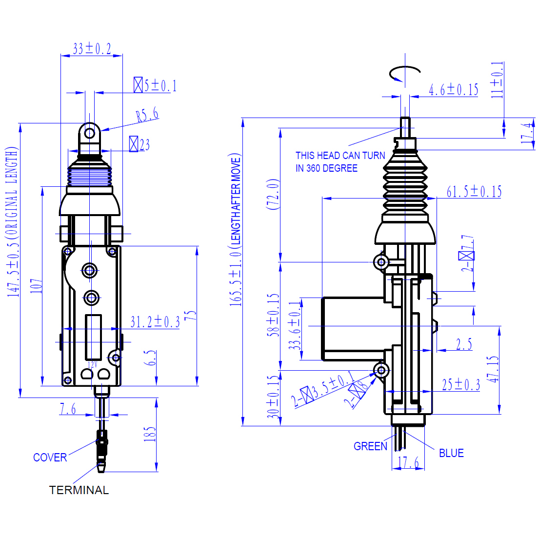 Aktuator za zaključavanje vrata AMPIRE High-Power 12VDC, 10kg-3
