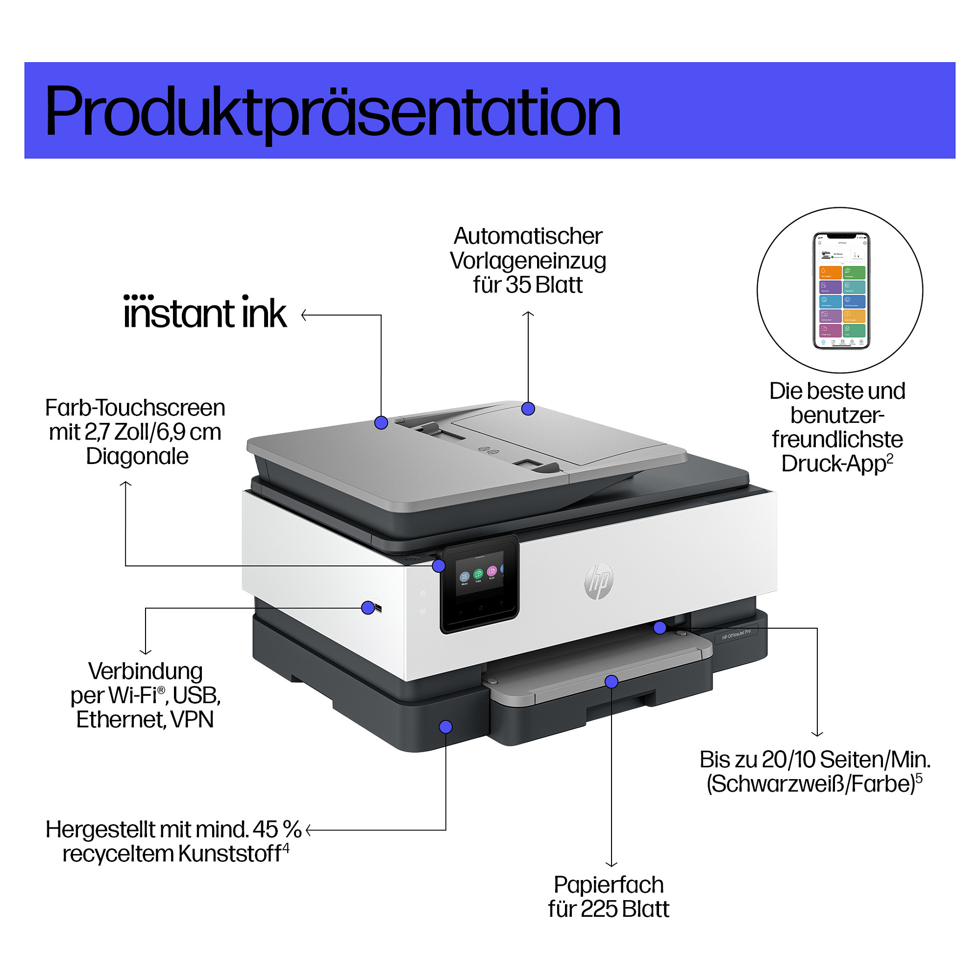 Multifunkcijski pisač HP OFFICEJET PRO 8132E 4in1 (A4, LAN, WiFi, ADF, Duplex)-6